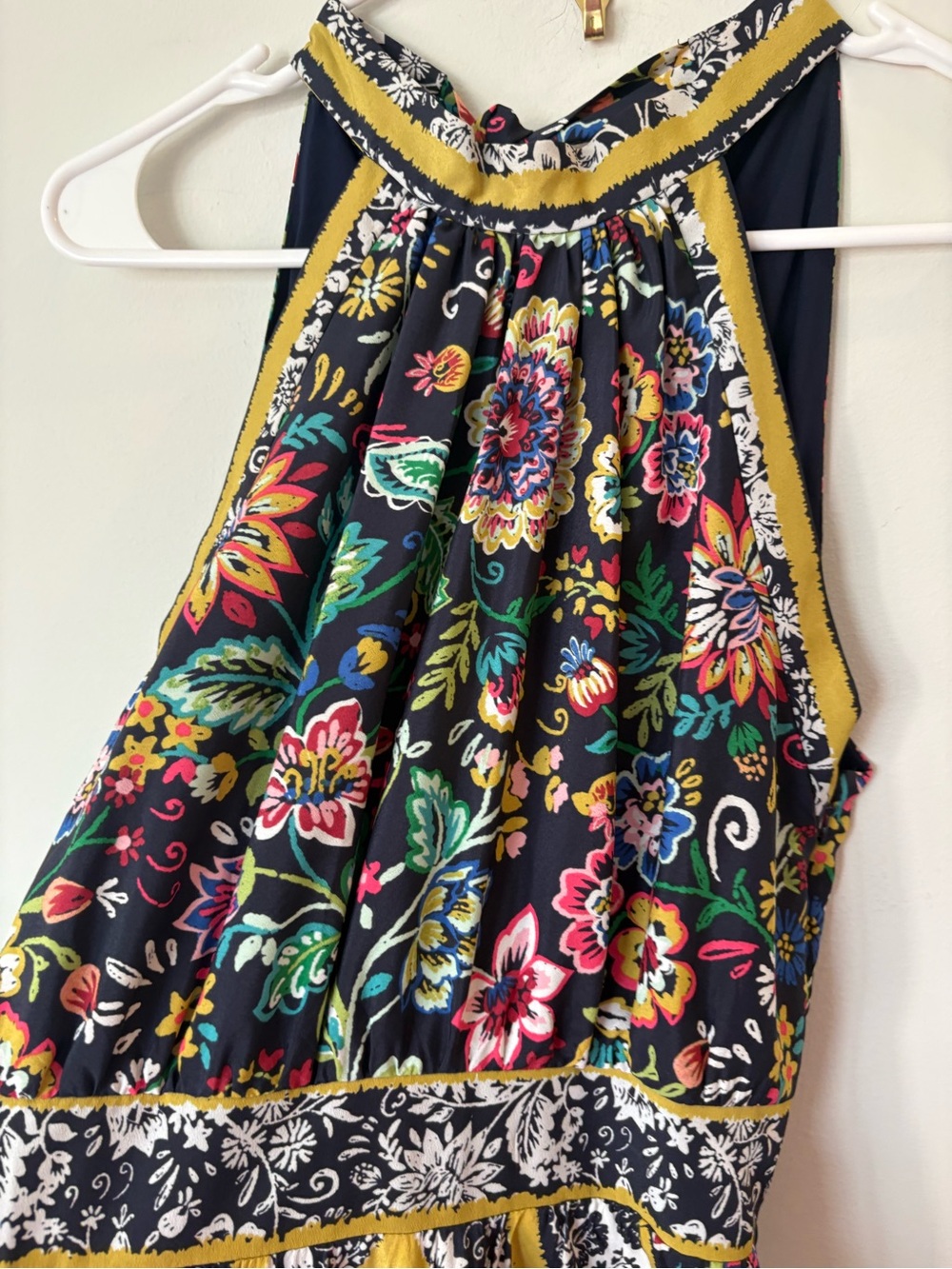 Eliza J navy Floral Halter Maxi with handkerchief hem - Picture 8 of 15